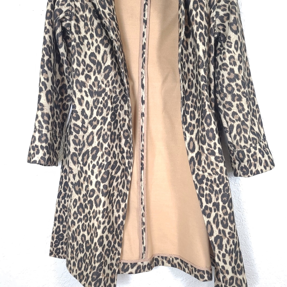 Chico’s Leopard Animal Print Belted Trench Coat – Fall Wrap Jacket – Small - Picture 12 of 12